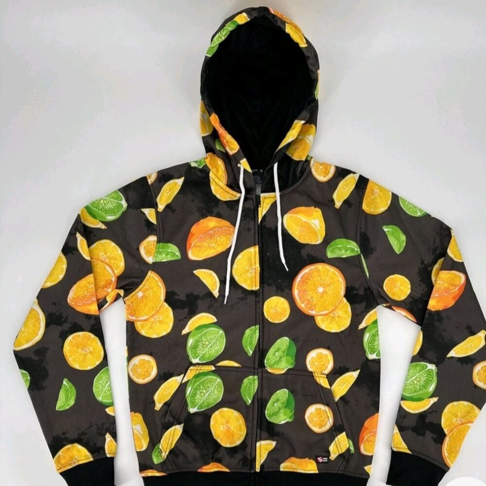 NWT Southpole black hoodie lemon Y2K novelty Skater Streetwear jacket S Unisex
